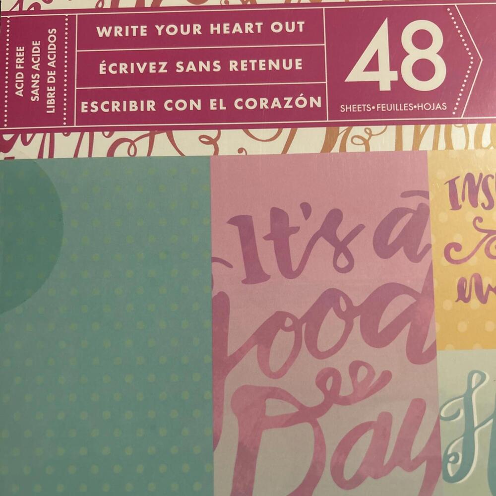 Craft Smith  Scrapbook Paper Cardstock Write Your Heart Out, 12"x12" 48 Page, - Picture 4 of 5